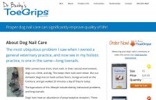 The pet-owner focused web content for Dr. Buzby's ToeGrips includes this How-To article on dog nail care. It includes helpful text, a photo and a video.