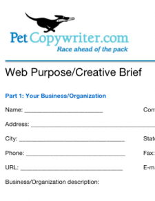 Image of PetCopywriter Web Purpose-Creative Brief