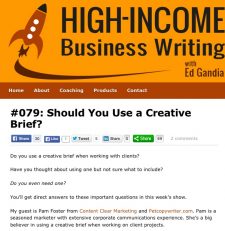 Check out Ed Gandia's podcast with me, discussing Creative Briefs